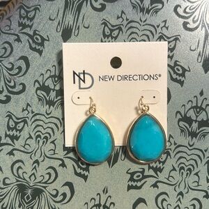 New Directions teal and gold earrings